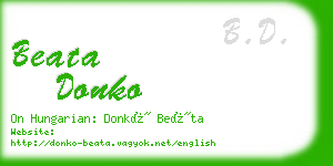 beata donko business card